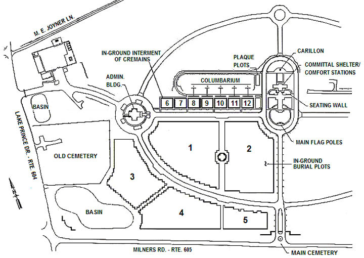 Map Layout of ALBERT G. HORTON, JR. MEMORIAL VETERANS CEMETERY Section 7 Row 7 Site 2