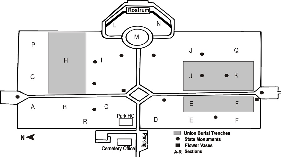 Map Layout of ANDERSONVILLE NATIONAL CEMETERY Section K  Site 1886