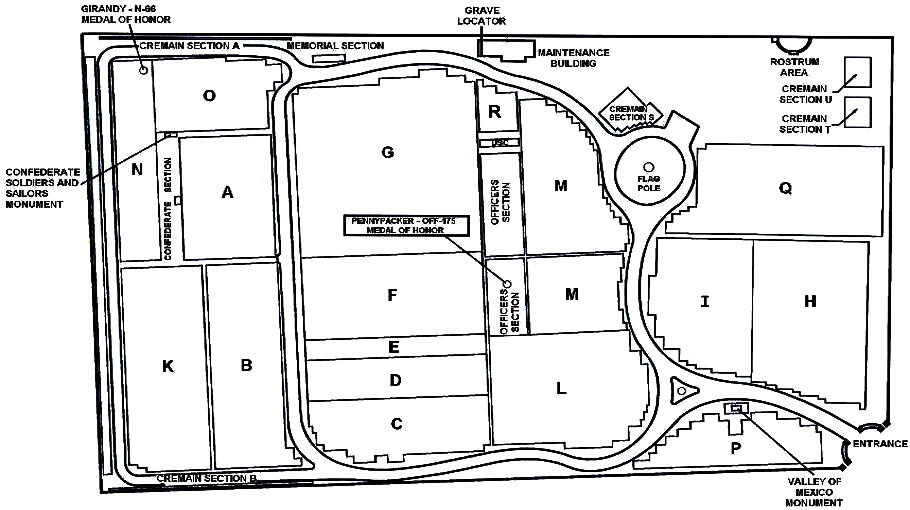 Map of Philadelphia National Cemetery. Enter the Philadelphia National Cemetery at the corner of Haines and Limekiln. Bear right and go past the flag pole. The grave locator is on the right by the maintenance building.
