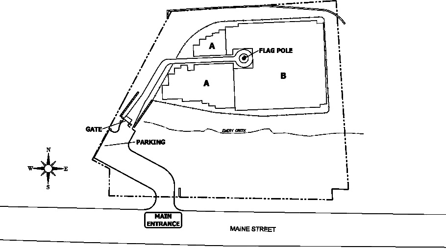 Map of Quincy National Cemetery. Enter the Quincy National Cemetery from Maine Street and parking is to the left of the gate. Enter through the gate to reach burial sections A and B.
