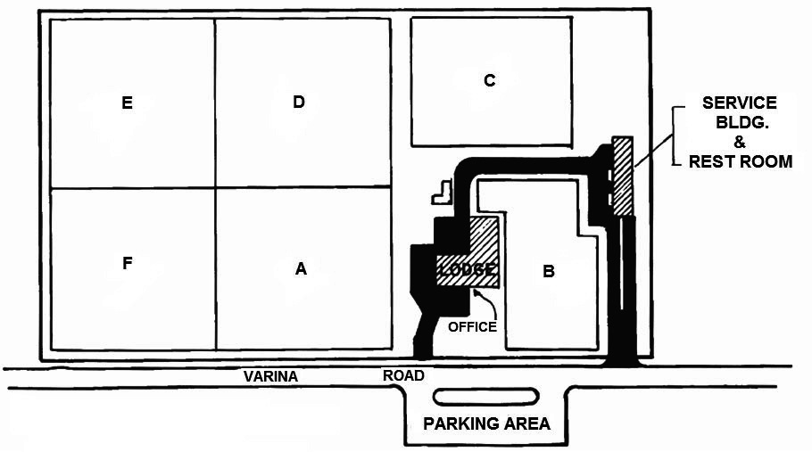 Map of Fort Harrison National Cemetery. Enter the Fort Harrison National Cemetery through the walk-in gate on Varina Rd. The lodge, office and burial section B are on the right. Burial sections A, D, E, and F are to the left of the entrance and burial section C is beyond the lodge.