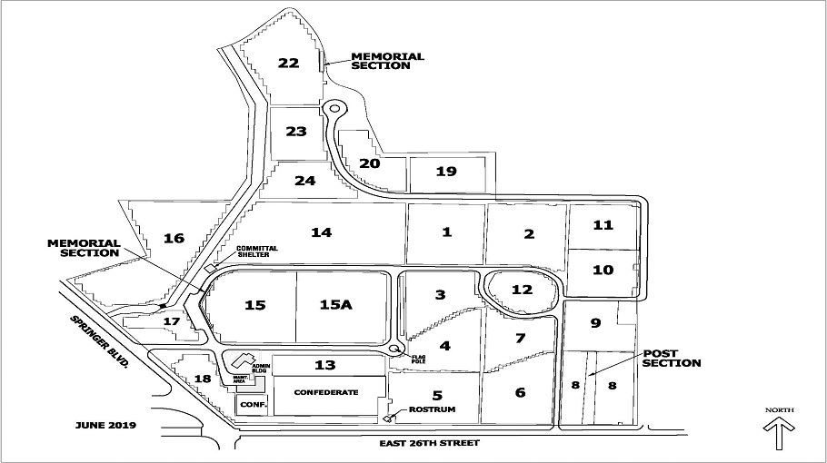 Map Layout of LITTLE ROCK NATIONAL CEMETERY Section 6  Site 3596