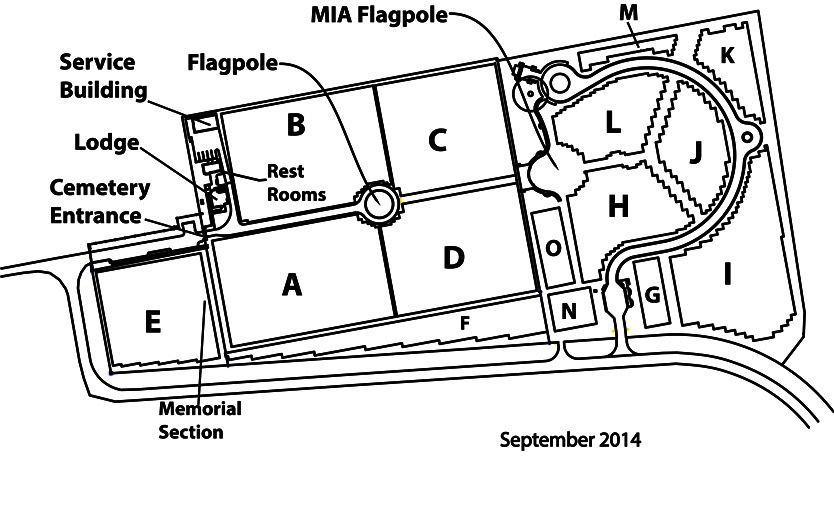 Map Layout of PORT HUDSON NATIONAL CEMETERY Section I  Site 1046