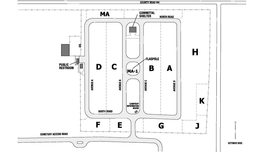 Map of Fort Lyon National Cemetery. Enter the Fort Lyon National Cemetery from Cemetery Access Road. Upon entering, turn left and the road turns to the right. The administration trailer is located on the left.