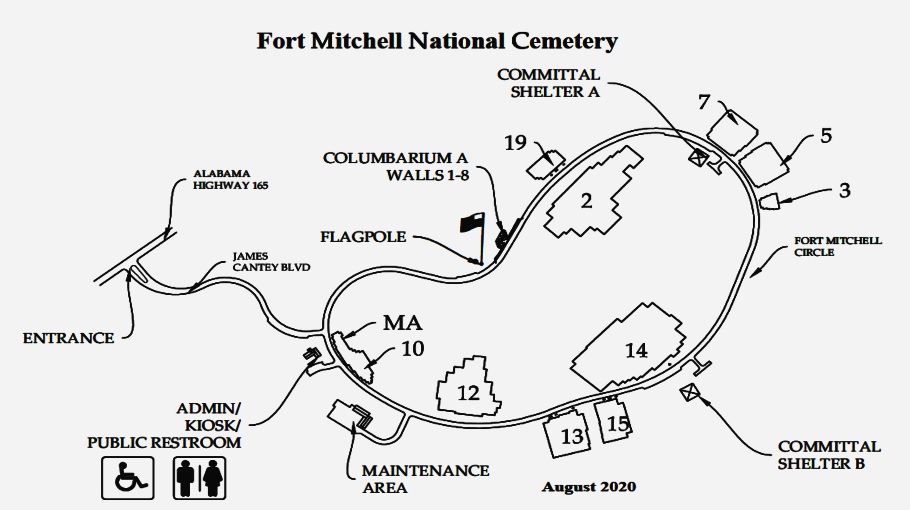 Map Layout of FT. MITCHELL NATIONAL CEMETERY Section 13  Site 558