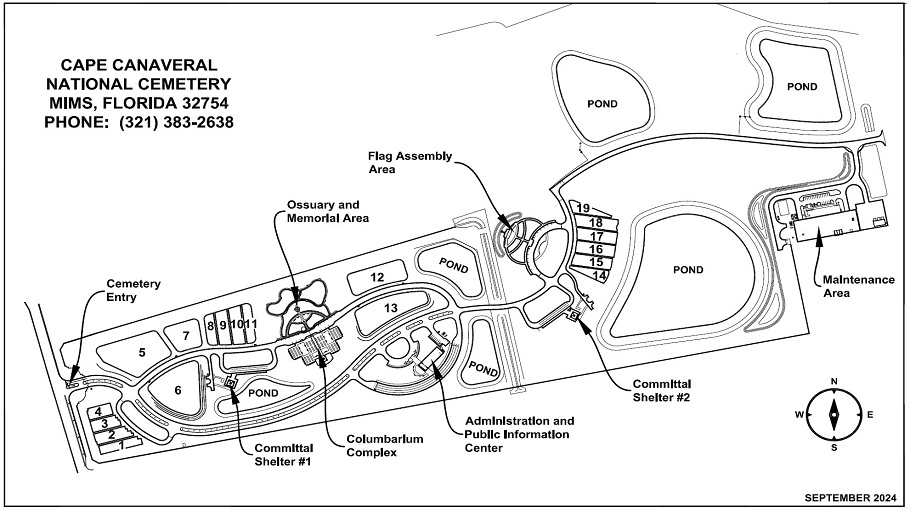 Map Layout of CAPE CANAVERAL NATIONAL CEMETERY Section 6  Site 134